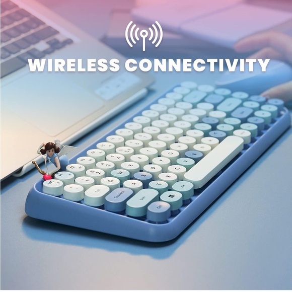 Perixx PERIDUO-713BL Wireless Mini Keyboard and Mouse Combo, Pastel Blue - Picture 5 of 9